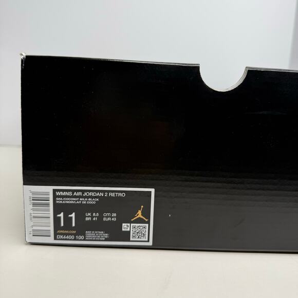 AIr Jordan 2 Retro Sail/Coconut Milk-Black Size 11 Women / Size 9.5 Men - Picture 8 of 8